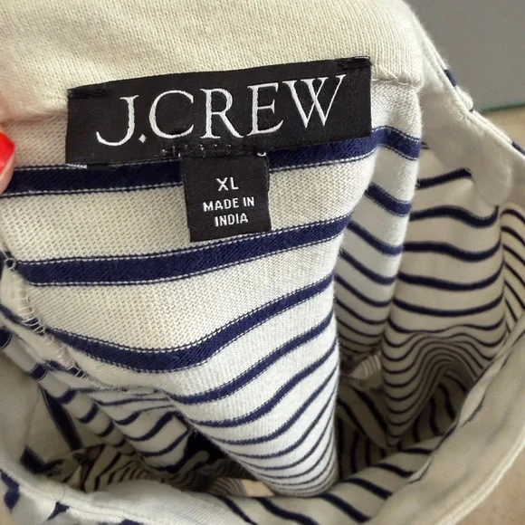 J. Crew Navy & White Striped Bow-Back Top - Picture 2 of 7